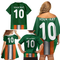 Custom Ivory Coast National Football Family Matching Off Shoulder Short Dress and Hawaiian Shirt Les Elephants-Striped Sport Style - Wonder Print Shop