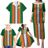 Custom Ivory Coast National Football Family Matching Puletasi and Hawaiian Shirt Les Elephants-Striped Sport Style - Wonder Print Shop