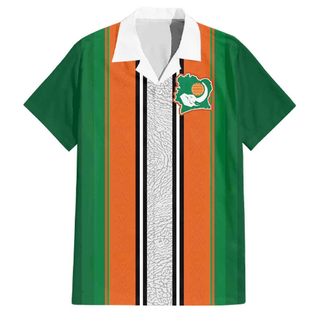 Custom Ivory Coast National Football Family Matching Puletasi and Hawaiian Shirt Les Elephants-Striped Sport Style - Wonder Print Shop