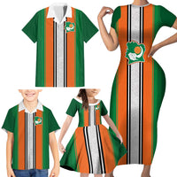 Custom Ivory Coast National Football Family Matching Short Sleeve Bodycon Dress and Hawaiian Shirt Les Elephants-Striped Sport Style - Wonder Print Shop