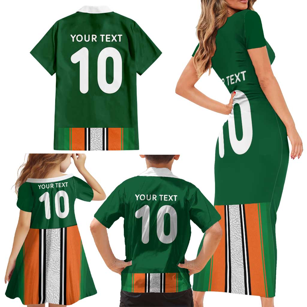 Custom Ivory Coast National Football Family Matching Short Sleeve Bodycon Dress and Hawaiian Shirt Les Elephants-Striped Sport Style - Wonder Print Shop