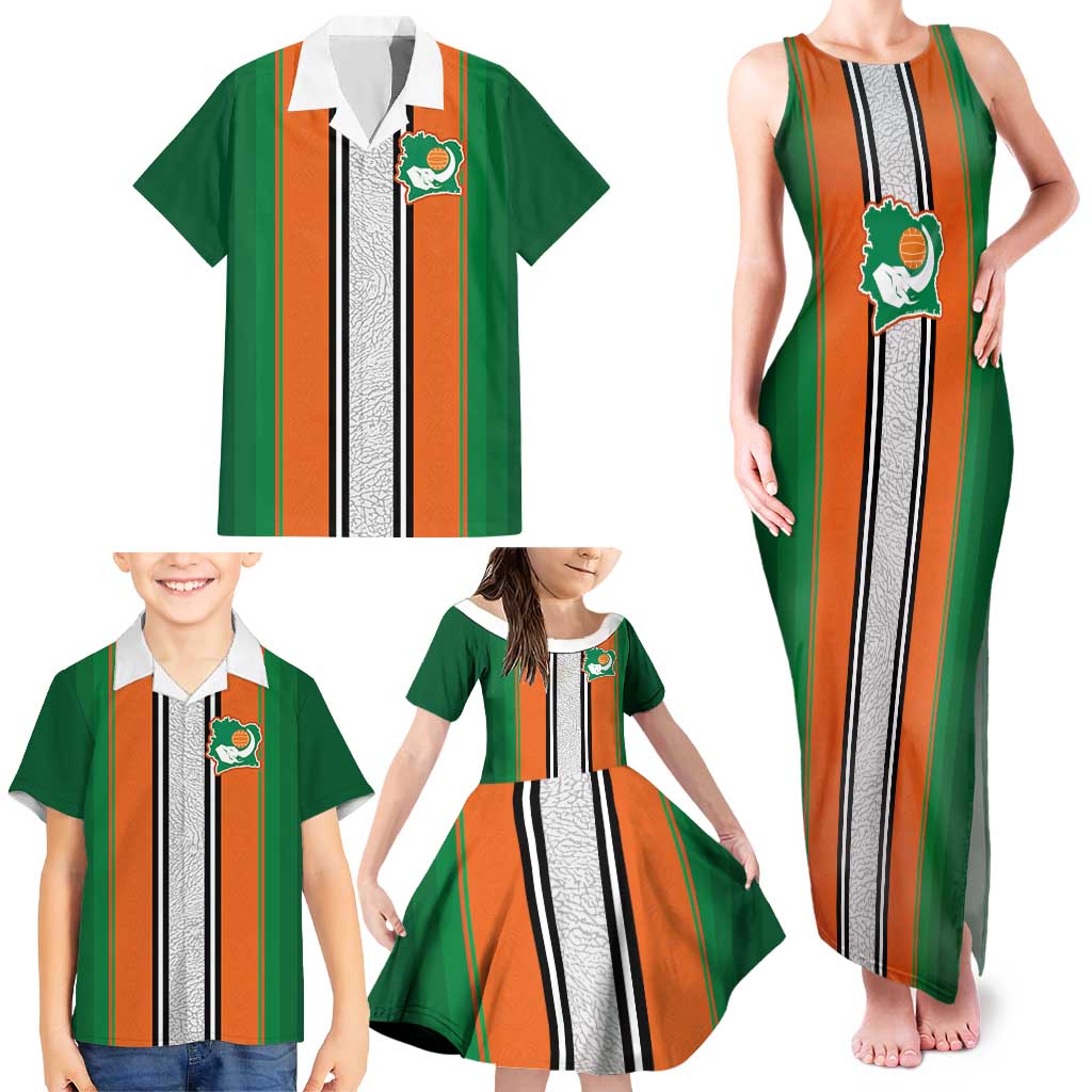 Custom Ivory Coast National Football Family Matching Tank Maxi Dress and Hawaiian Shirt Les Elephants-Striped Sport Style - Wonder Print Shop