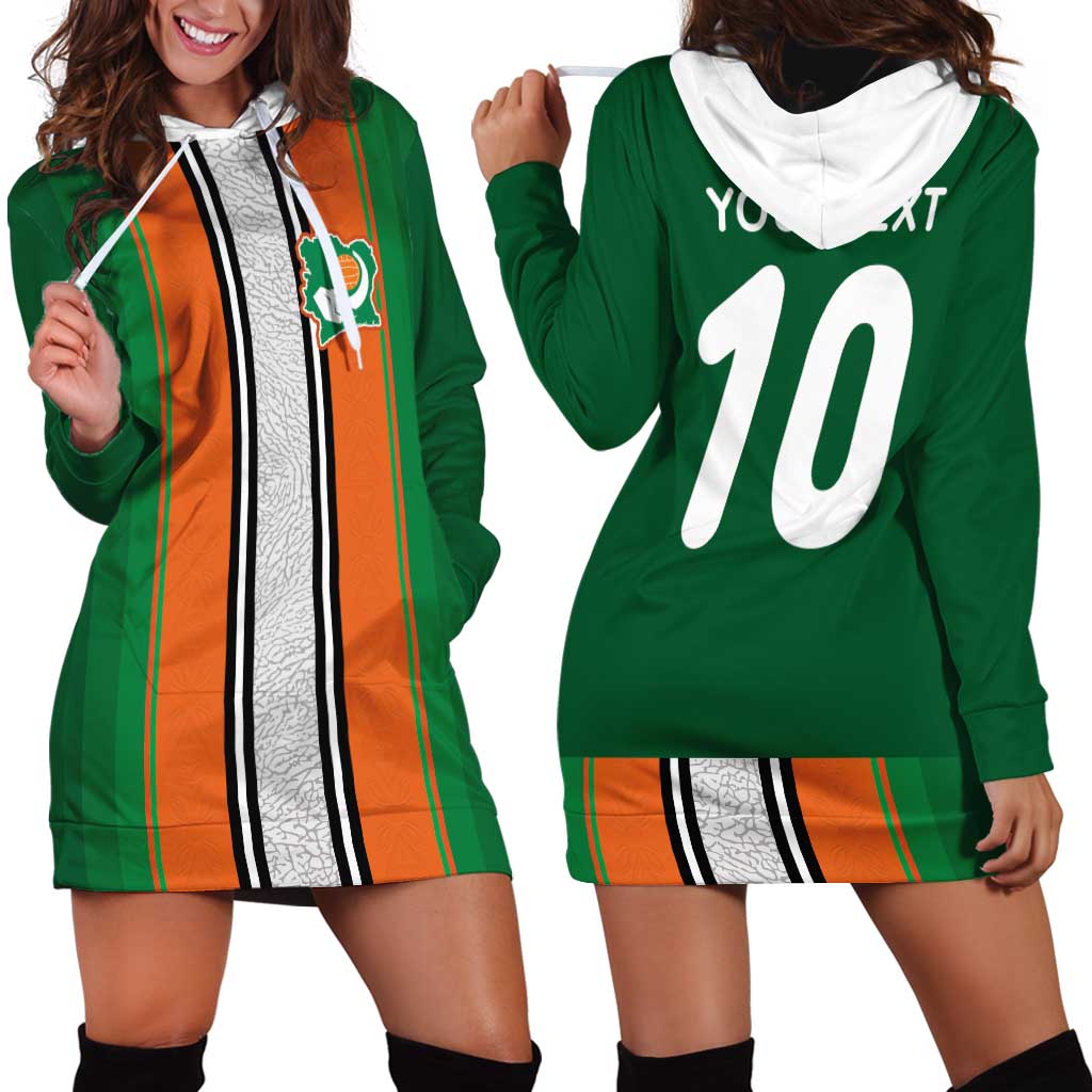 Custom Ivory Coast National Football Hoodie Dress Les Elephants-Striped Sport Style - Wonder Print Shop