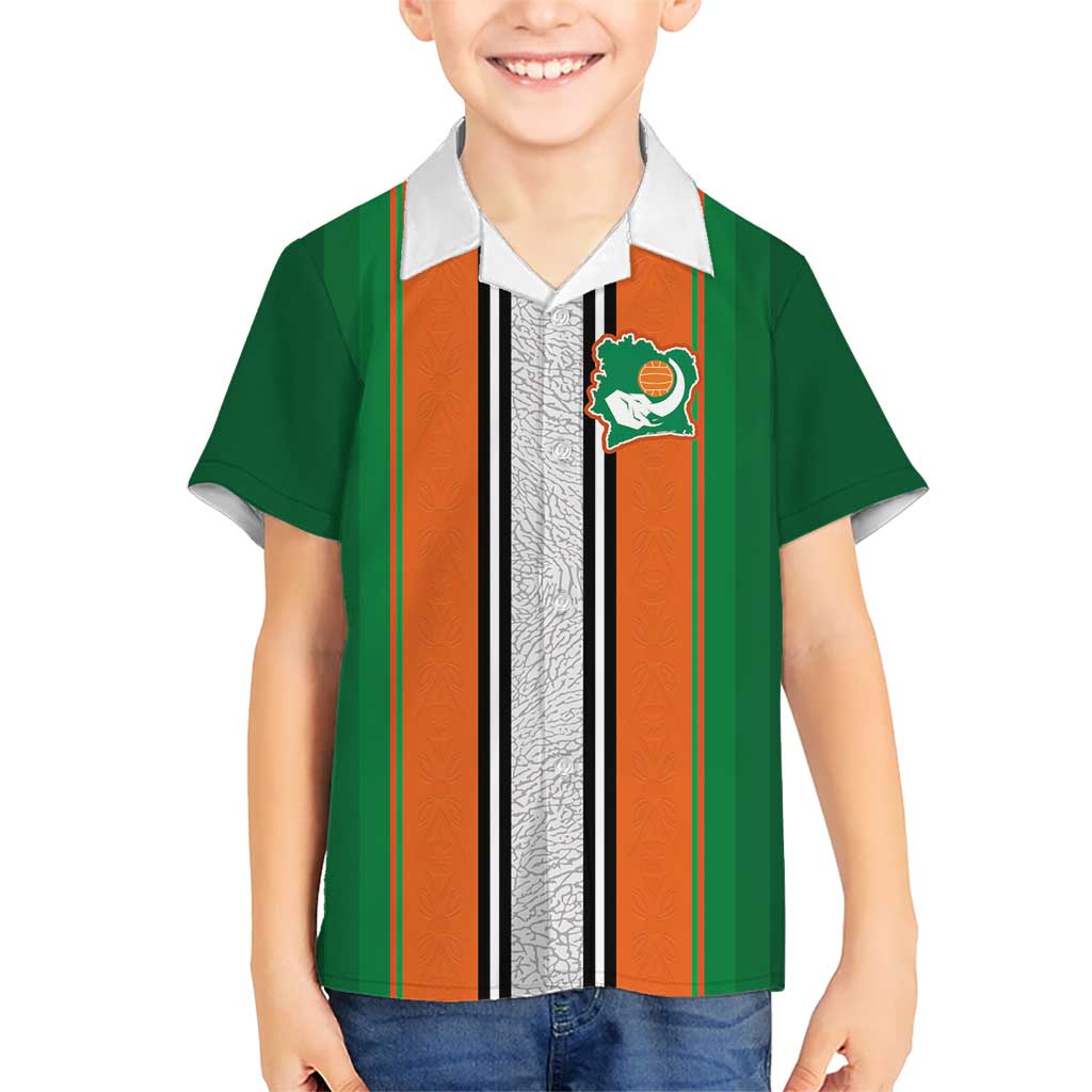 Custom Ivory Coast National Football Kid Hawaiian Shirt Les Elephants-Striped Sport Style - Wonder Print Shop