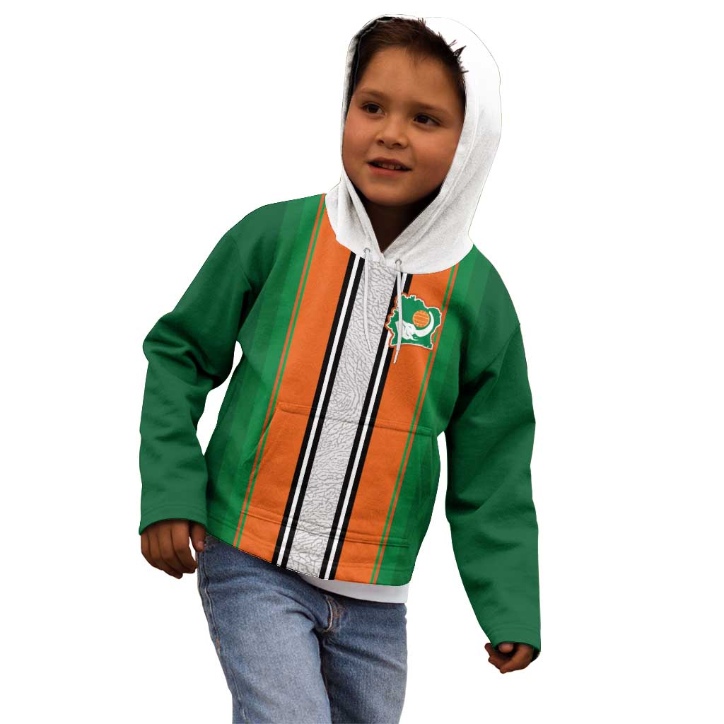 Custom Ivory Coast National Football Kid Hoodie Les Elephants-Striped Sport Style - Wonder Print Shop