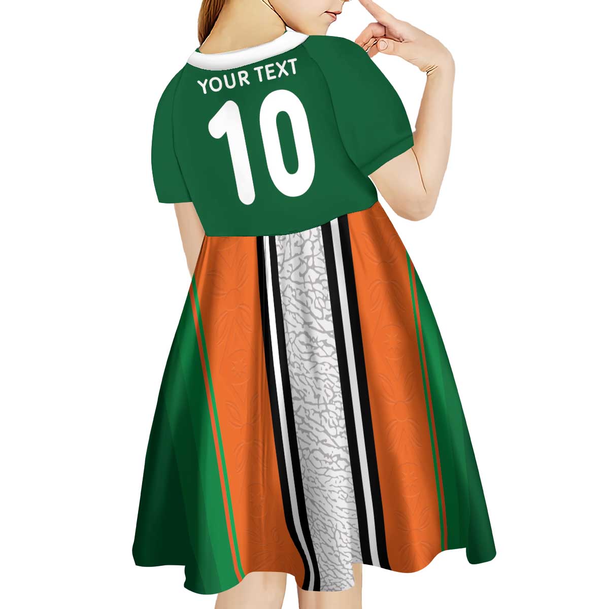 Custom Ivory Coast National Football Kid Short Sleeve Dress Les Elephants-Striped Sport Style - Wonder Print Shop