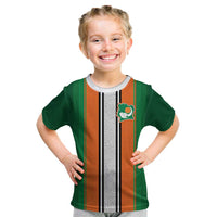 Custom Ivory Coast National Football Kid T Shirt Les Elephants-Striped Sport Style - Wonder Print Shop