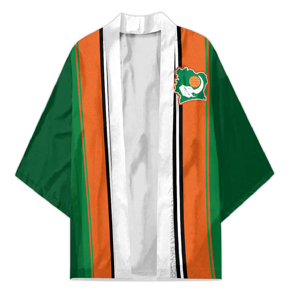 Custom Ivory Coast National Football Kimono Les Elephants-Striped Sport Style - Wonder Print Shop