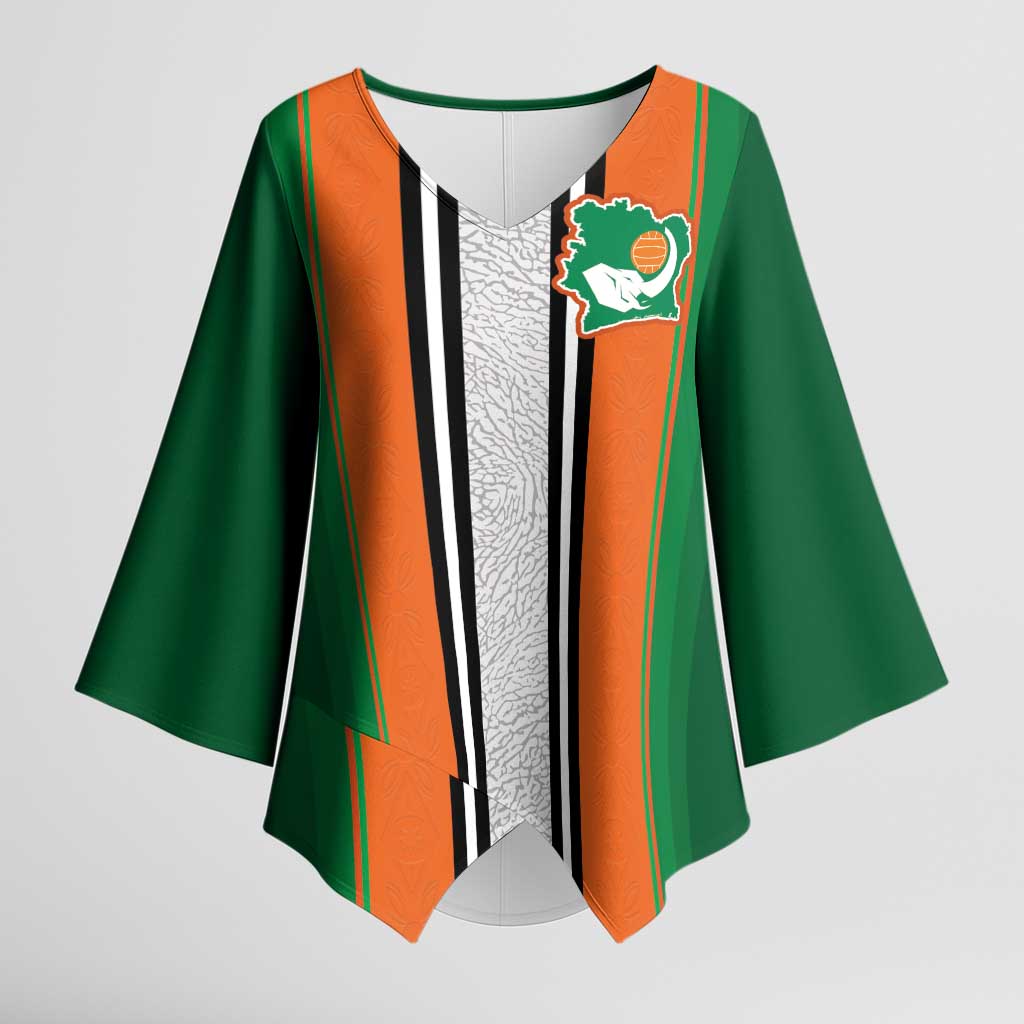 Custom Ivory Coast National Football Kimono Sleeve Blouse Les Elephants-Striped Sport Style - Wonder Print Shop