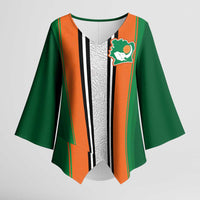 Custom Ivory Coast National Football Kimono Sleeve Blouse Les Elephants-Striped Sport Style - Wonder Print Shop