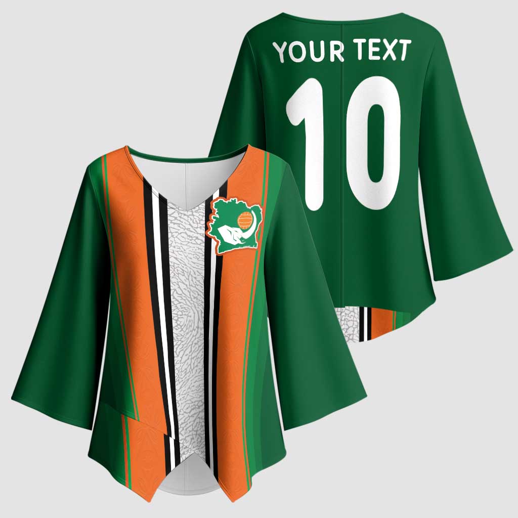 Custom Ivory Coast National Football Kimono Sleeve Blouse Les Elephants-Striped Sport Style - Wonder Print Shop
