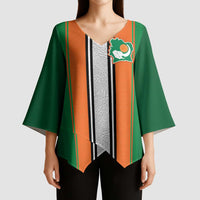Custom Ivory Coast National Football Kimono Sleeve Blouse Les Elephants-Striped Sport Style - Wonder Print Shop