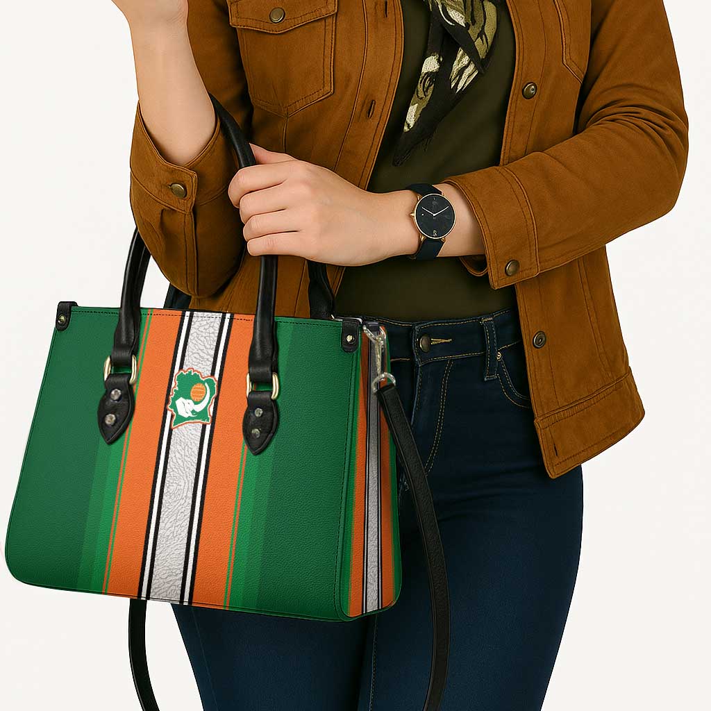 Ivory Coast National Football Leather Bag Les Elephants-Striped Sport Style - Wonder Print Shop