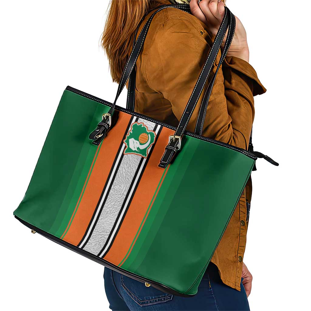 Ivory Coast National Football Leather Tote Bag Les Elephants-Striped Sport Style - Wonder Print Shop