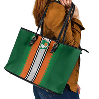 Ivory Coast National Football Leather Tote Bag Les Elephants-Striped Sport Style - Wonder Print Shop