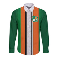 Custom Ivory Coast National Football Long Sleeve Button Shirt Les Elephants-Striped Sport Style - Wonder Print Shop