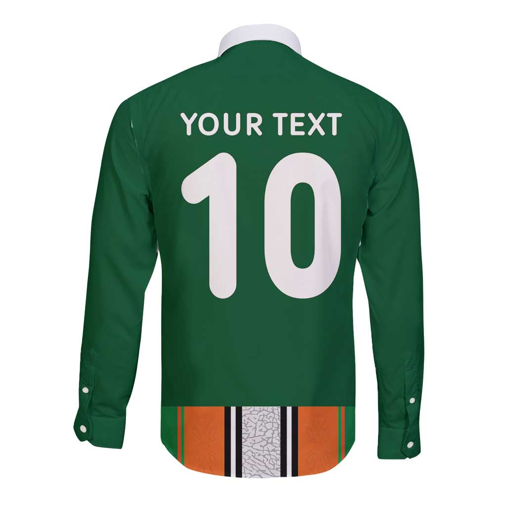 Custom Ivory Coast National Football Long Sleeve Button Shirt Les Elephants-Striped Sport Style - Wonder Print Shop