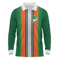 Custom Ivory Coast National Football Long Sleeve Polo Shirt Les Elephants-Striped Sport Style - Wonder Print Shop