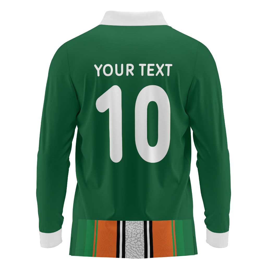 Custom Ivory Coast National Football Long Sleeve Polo Shirt Les Elephants-Striped Sport Style - Wonder Print Shop