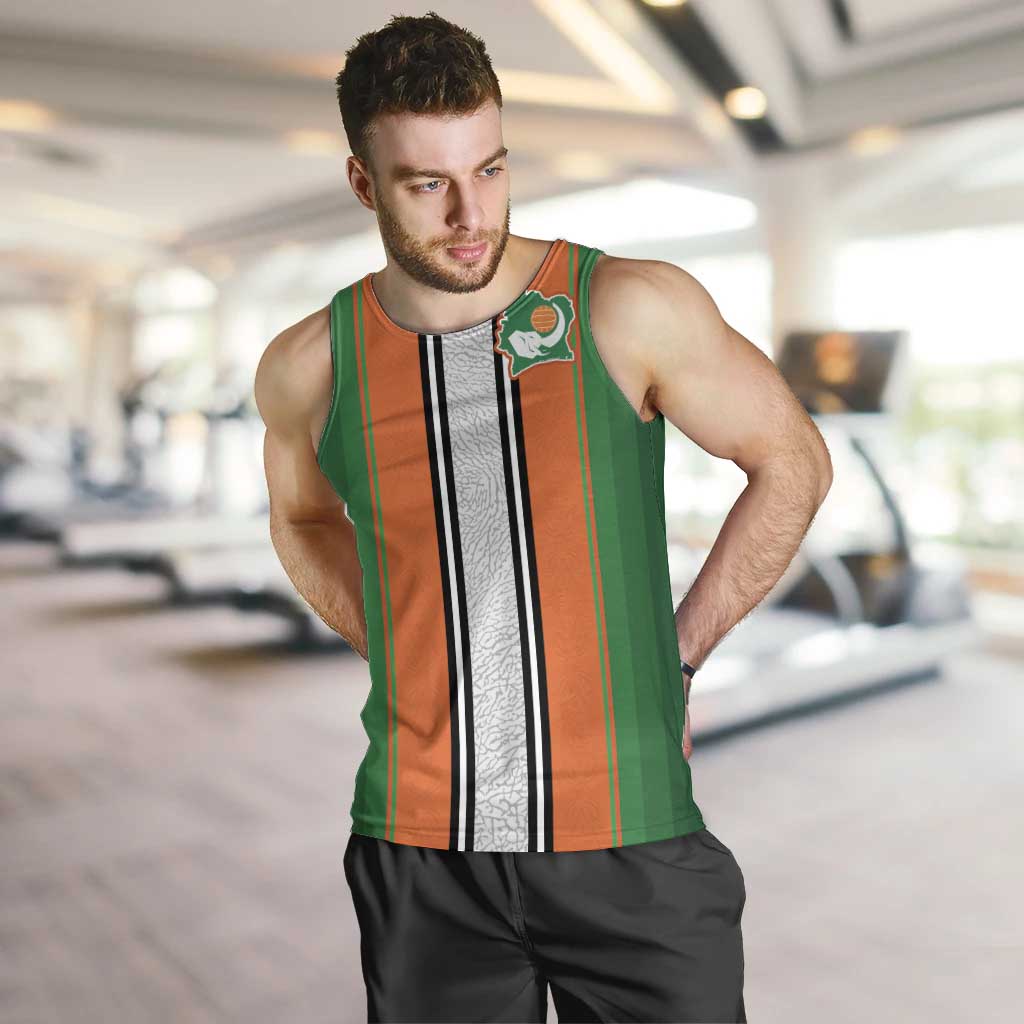Custom Ivory Coast National Football Men Tank Top Les Elephants-Striped Sport Style - Wonder Print Shop