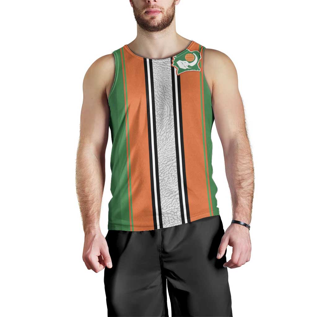 Custom Ivory Coast National Football Men Tank Top Les Elephants-Striped Sport Style - Wonder Print Shop