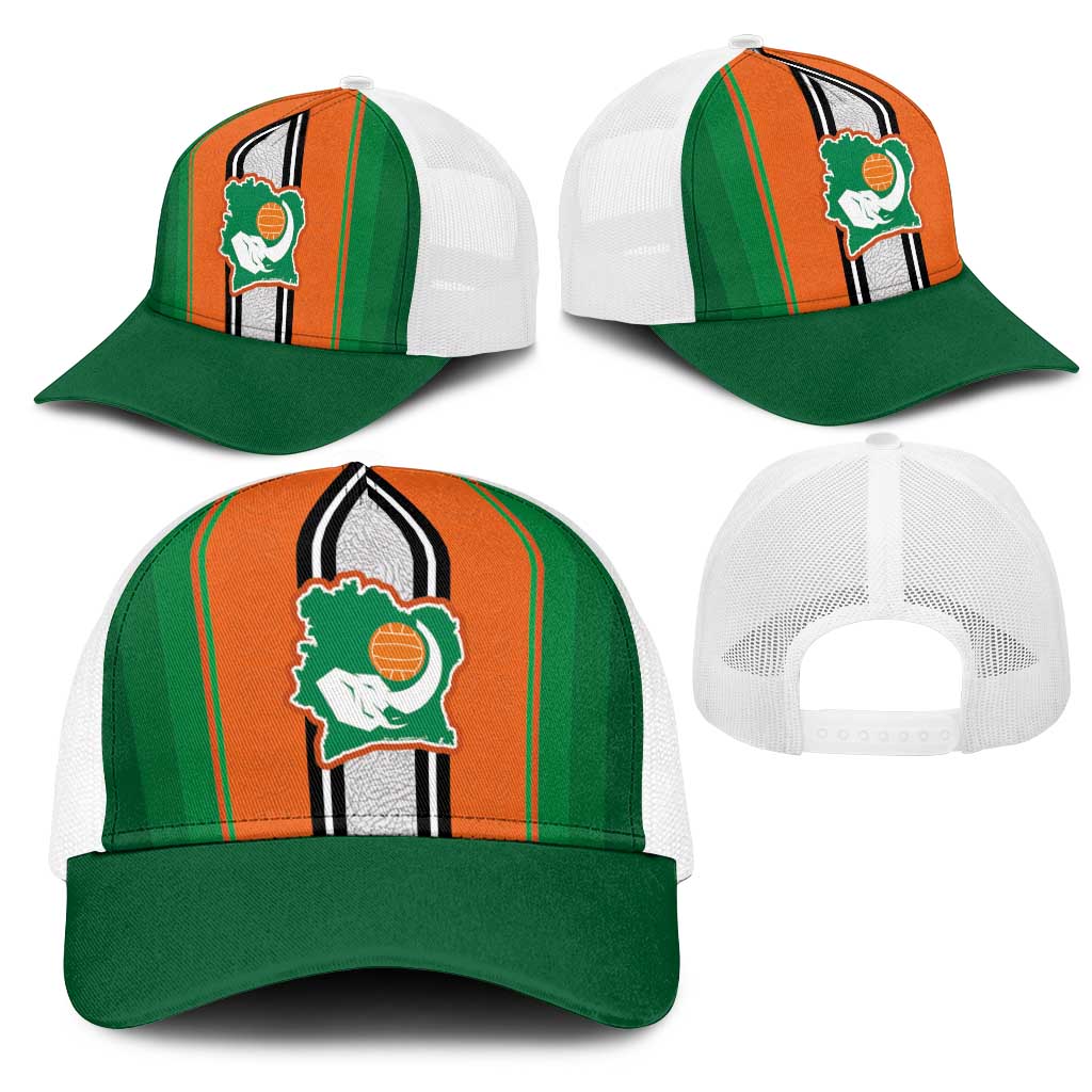 Ivory Coast National Football Mesh Trucker Cap Les Elephants-Striped Sport Style - Wonder Print Shop