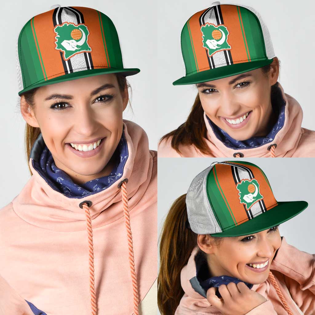 Ivory Coast National Football Mesh Trucker Cap Les Elephants-Striped Sport Style - Wonder Print Shop