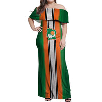 Custom Ivory Coast National Football Off Shoulder Maxi Dress Les Elephants-Striped Sport Style - Wonder Print Shop