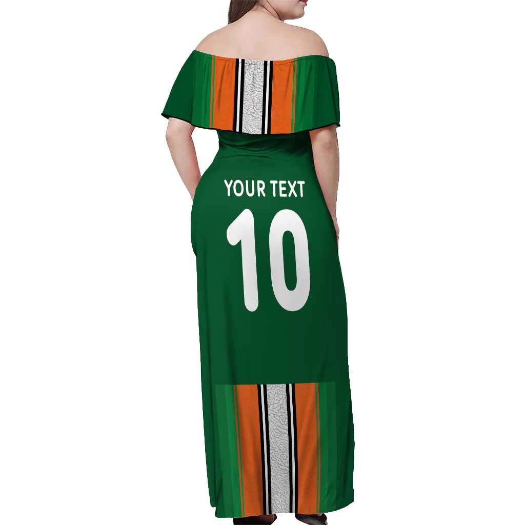 Custom Ivory Coast National Football Off Shoulder Maxi Dress Les Elephants-Striped Sport Style - Wonder Print Shop