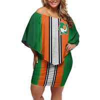 Custom Ivory Coast National Football Off Shoulder Short Dress Les Elephants-Striped Sport Style - Wonder Print Shop