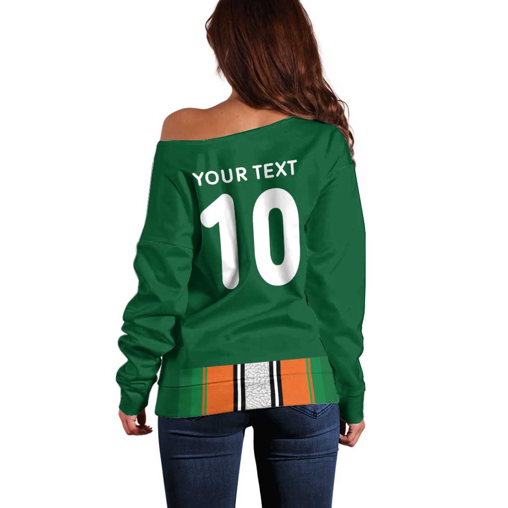 Custom Ivory Coast National Football Off Shoulder Sweater Les Elephants-Striped Sport Style - Wonder Print Shop