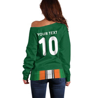 Custom Ivory Coast National Football Off Shoulder Sweater Les Elephants-Striped Sport Style - Wonder Print Shop