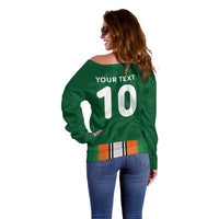 Custom Ivory Coast National Football Off Shoulder Sweater Les Elephants-Striped Sport Style - Wonder Print Shop