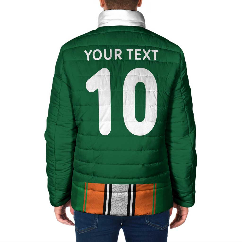 Custom Ivory Coast National Football Padded Jacket Les Elephants-Striped Sport Style - Wonder Print Shop