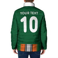Custom Ivory Coast National Football Padded Jacket Les Elephants-Striped Sport Style - Wonder Print Shop