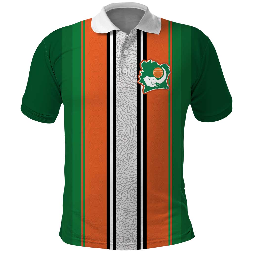 Custom Ivory Coast National Football Polo Shirt Les Elephants-Striped Sport Style - Wonder Print Shop