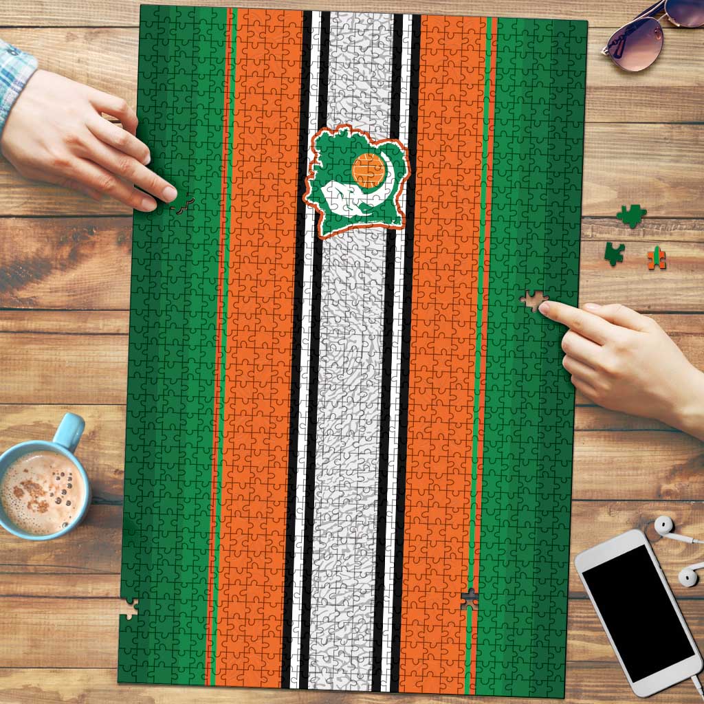 Ivory Coast National Football Puzzle Les Elephants-Striped Sport Style - Wonder Print Shop