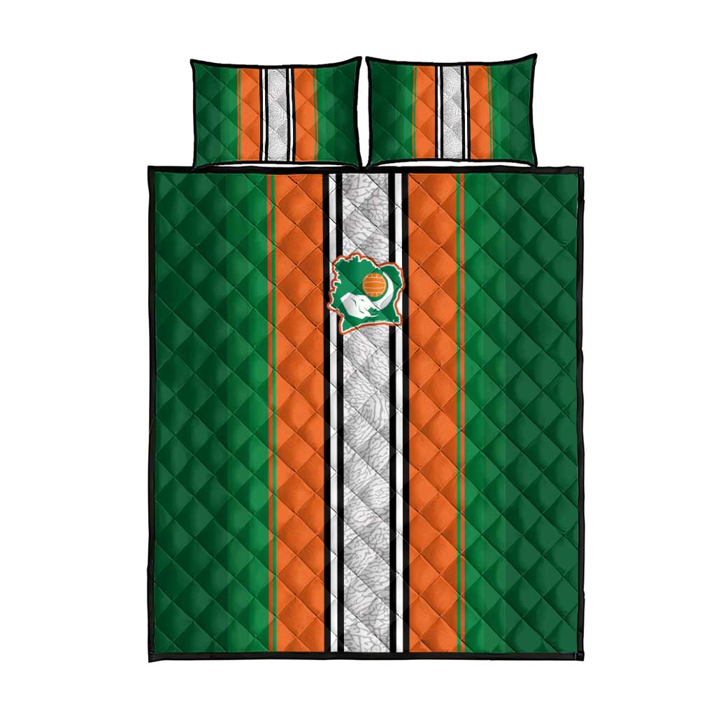Ivory Coast National Football Quilt Bed Set Les Elephants-Striped Sport Style - Wonder Print Shop