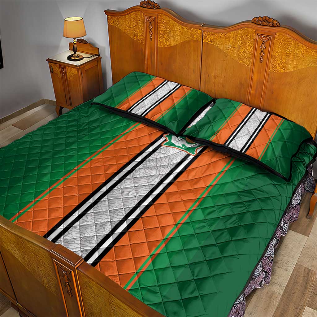 Ivory Coast National Football Quilt Bed Set Les Elephants-Striped Sport Style - Wonder Print Shop