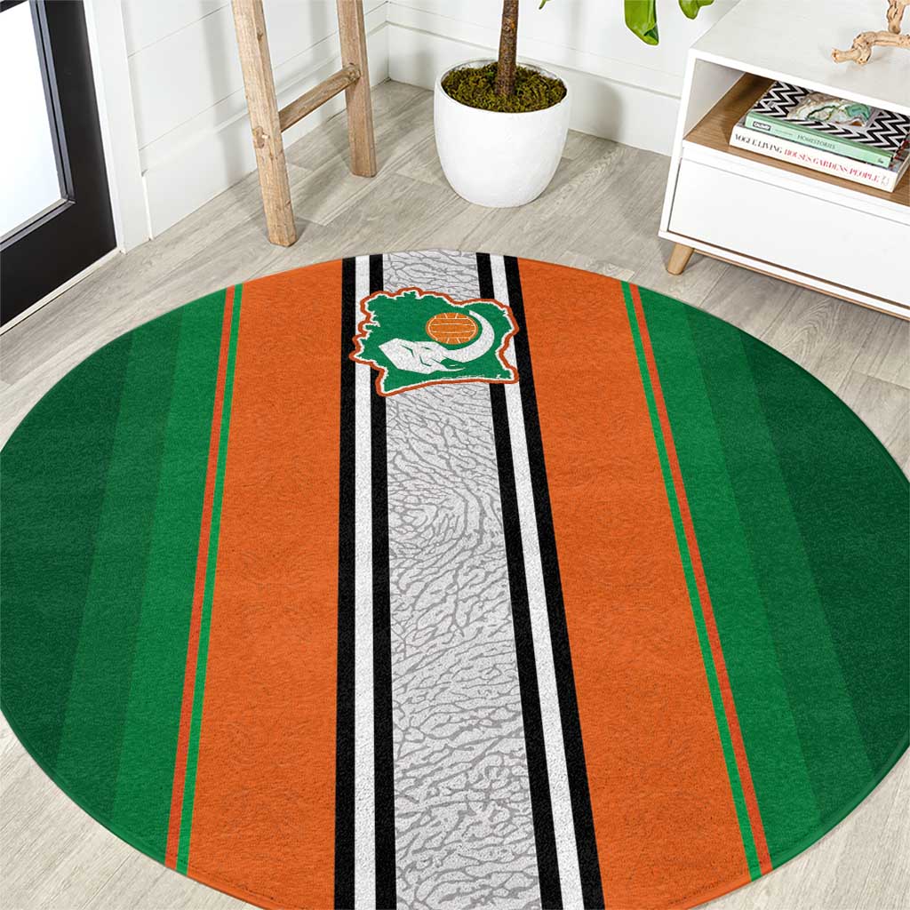Ivory Coast National Football Round Carpet Les Elephants-Striped Sport Style - Wonder Print Shop