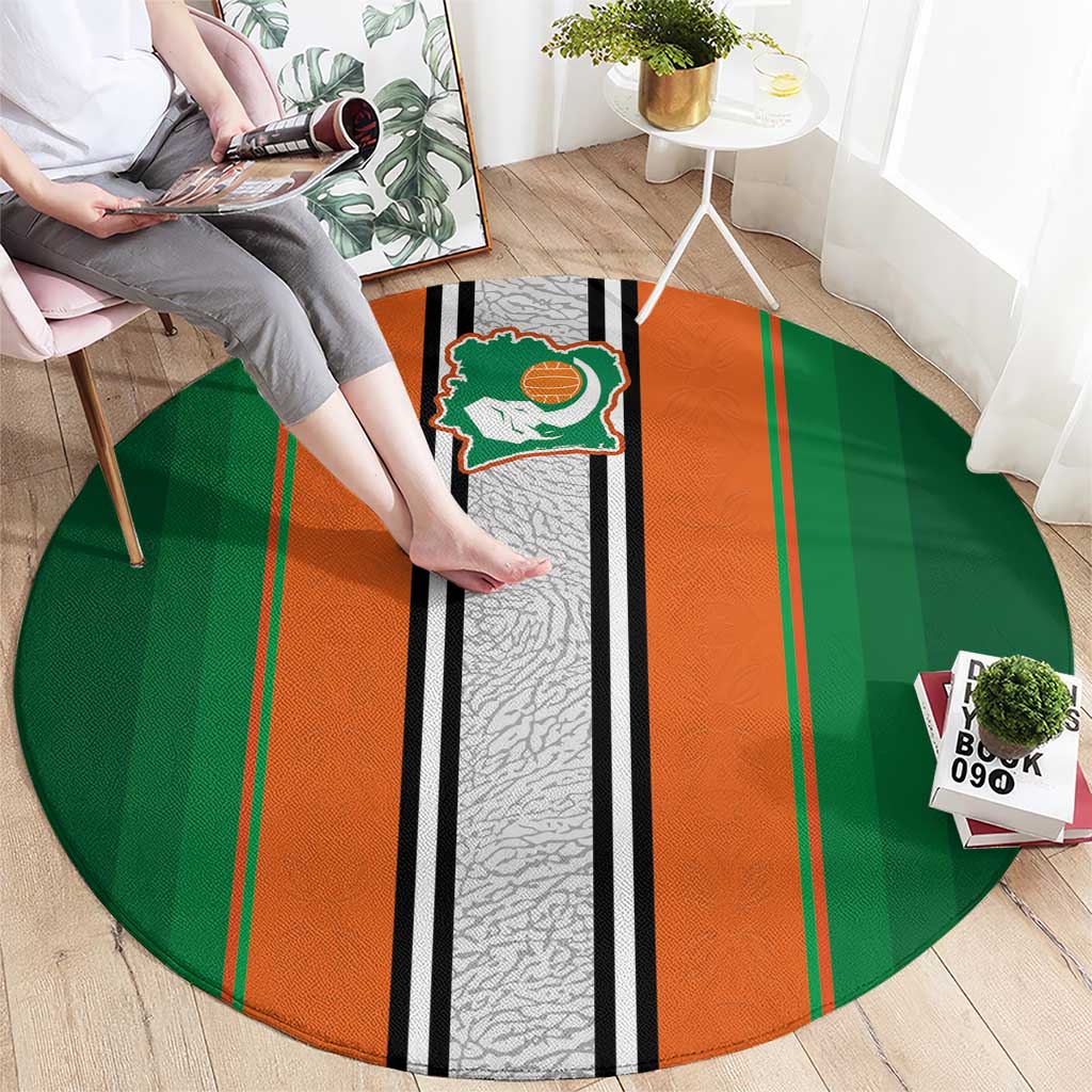 Ivory Coast National Football Round Carpet Les Elephants-Striped Sport Style - Wonder Print Shop