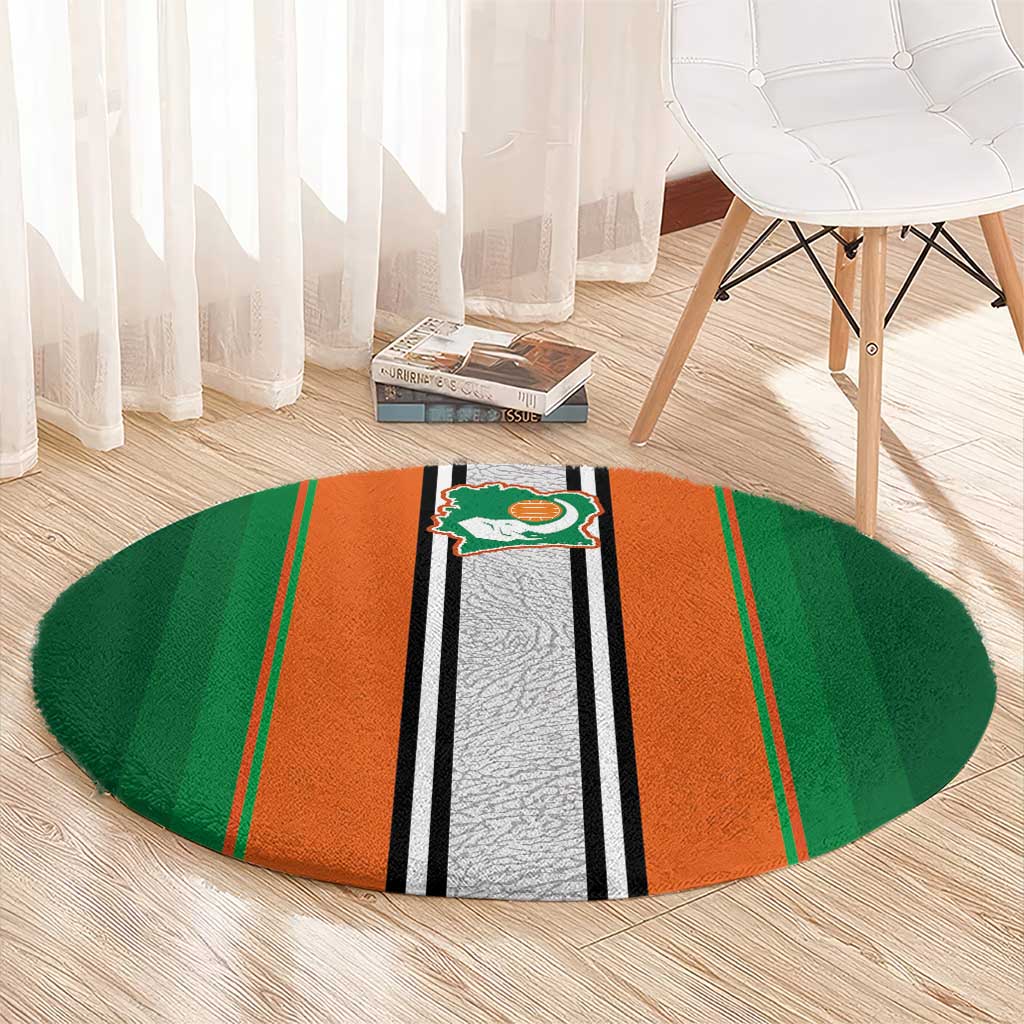 Ivory Coast National Football Round Carpet Les Elephants-Striped Sport Style - Wonder Print Shop