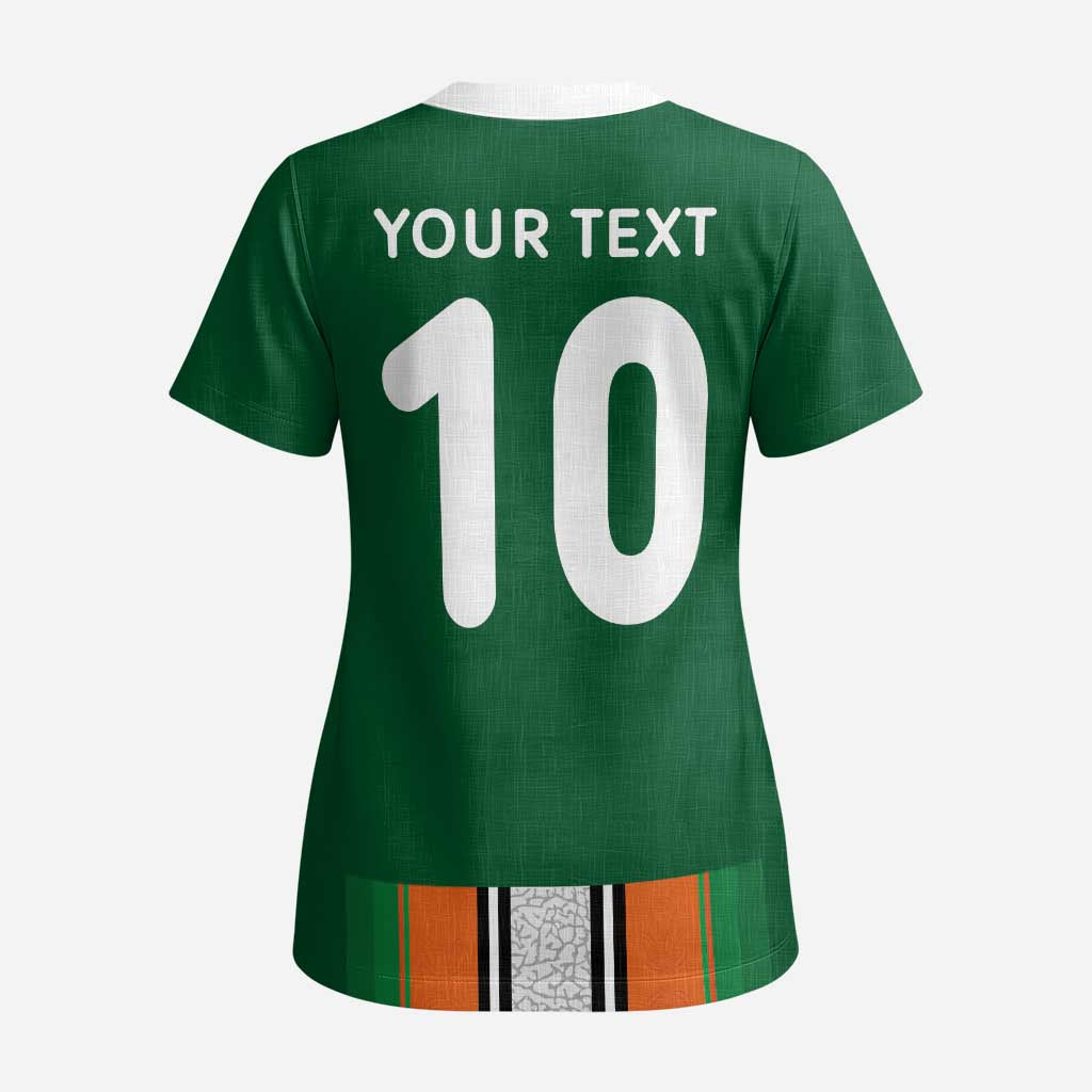 Custom Ivory Coast National Football Scrub Top Les Elephants-Striped Sport Style - Wonder Print Shop