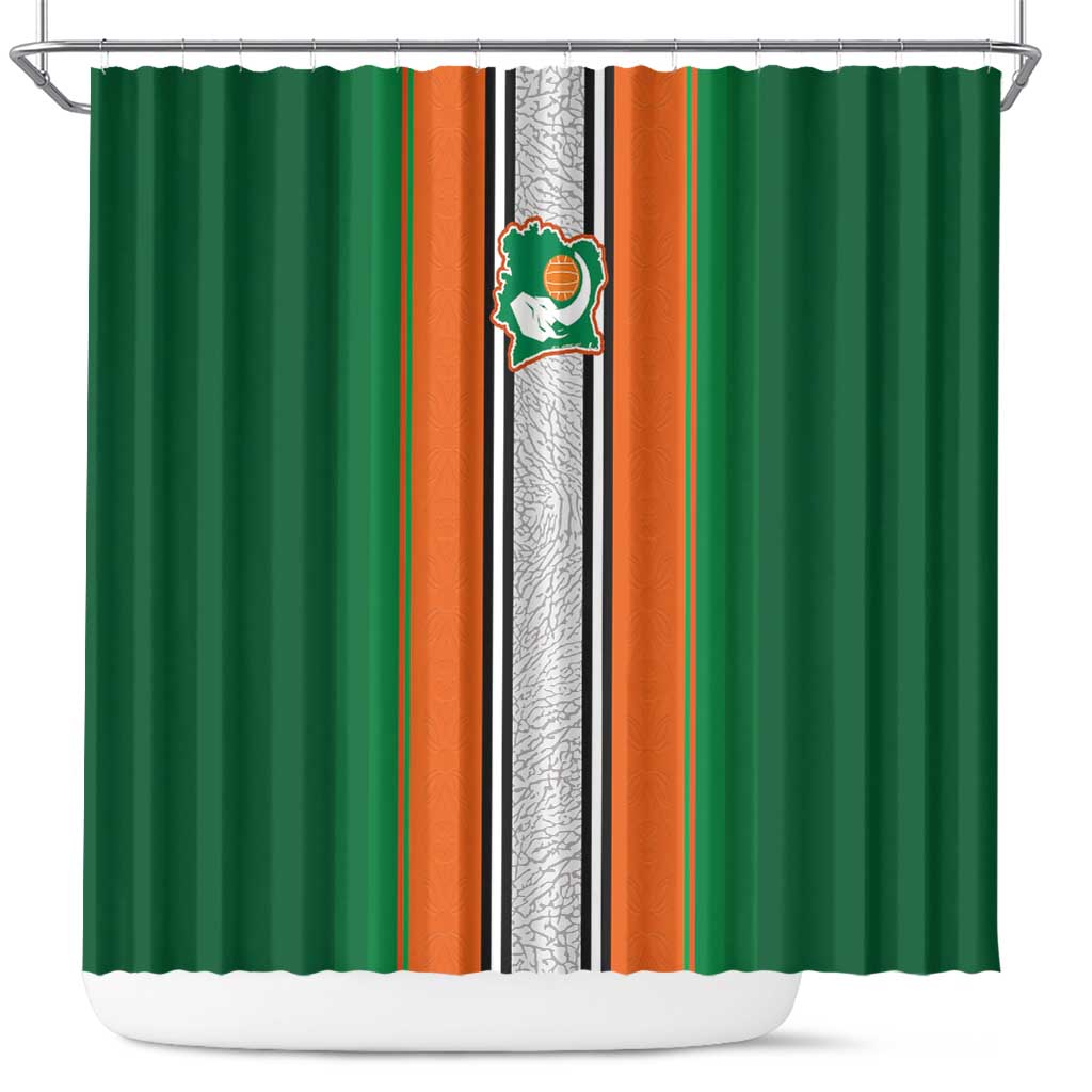 Ivory Coast National Football Shower Curtain Les Elephants-Striped Sport Style - Wonder Print Shop
