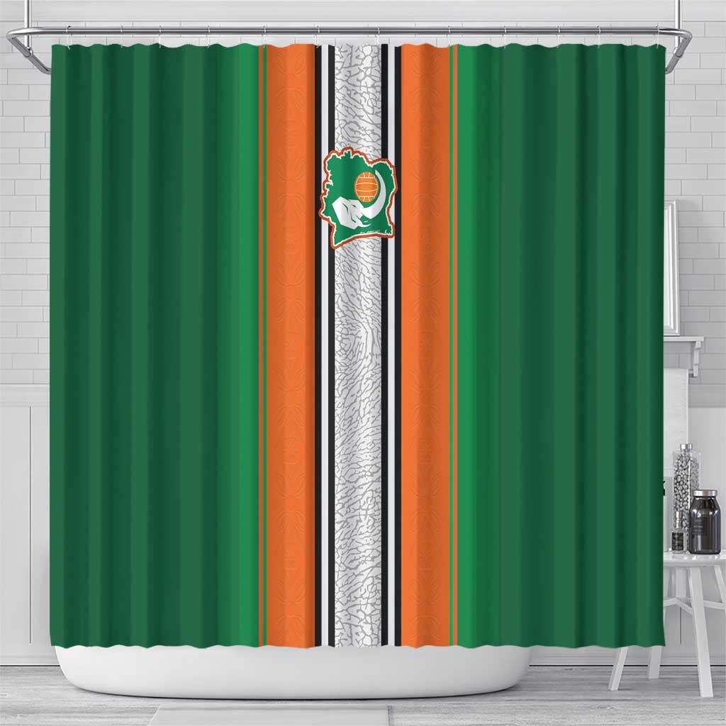 Ivory Coast National Football Shower Curtain Les Elephants-Striped Sport Style - Wonder Print Shop