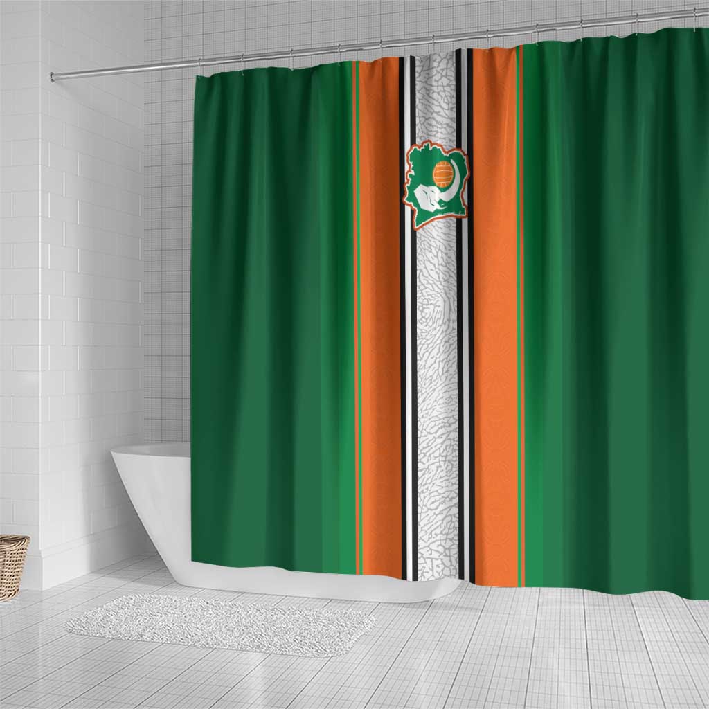 Ivory Coast National Football Shower Curtain Les Elephants-Striped Sport Style - Wonder Print Shop