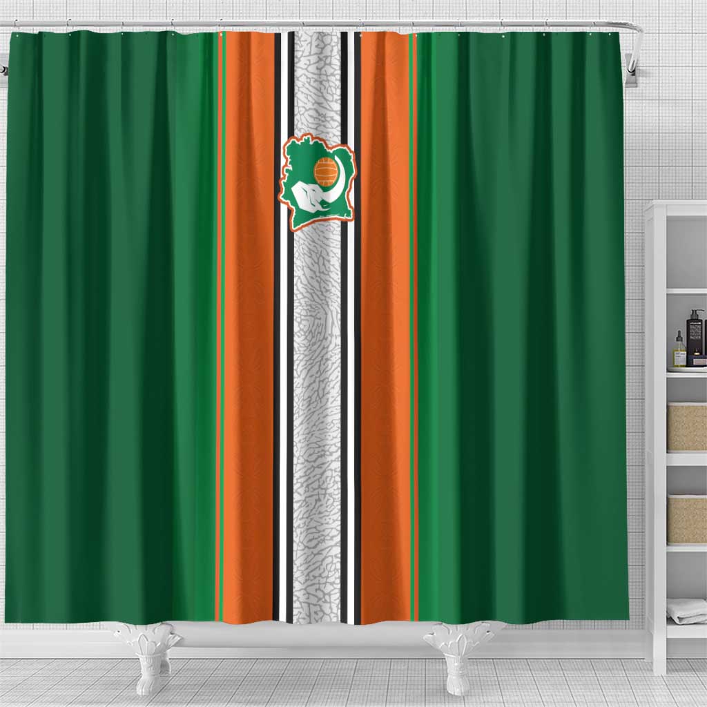 Ivory Coast National Football Shower Curtain Les Elephants-Striped Sport Style - Wonder Print Shop