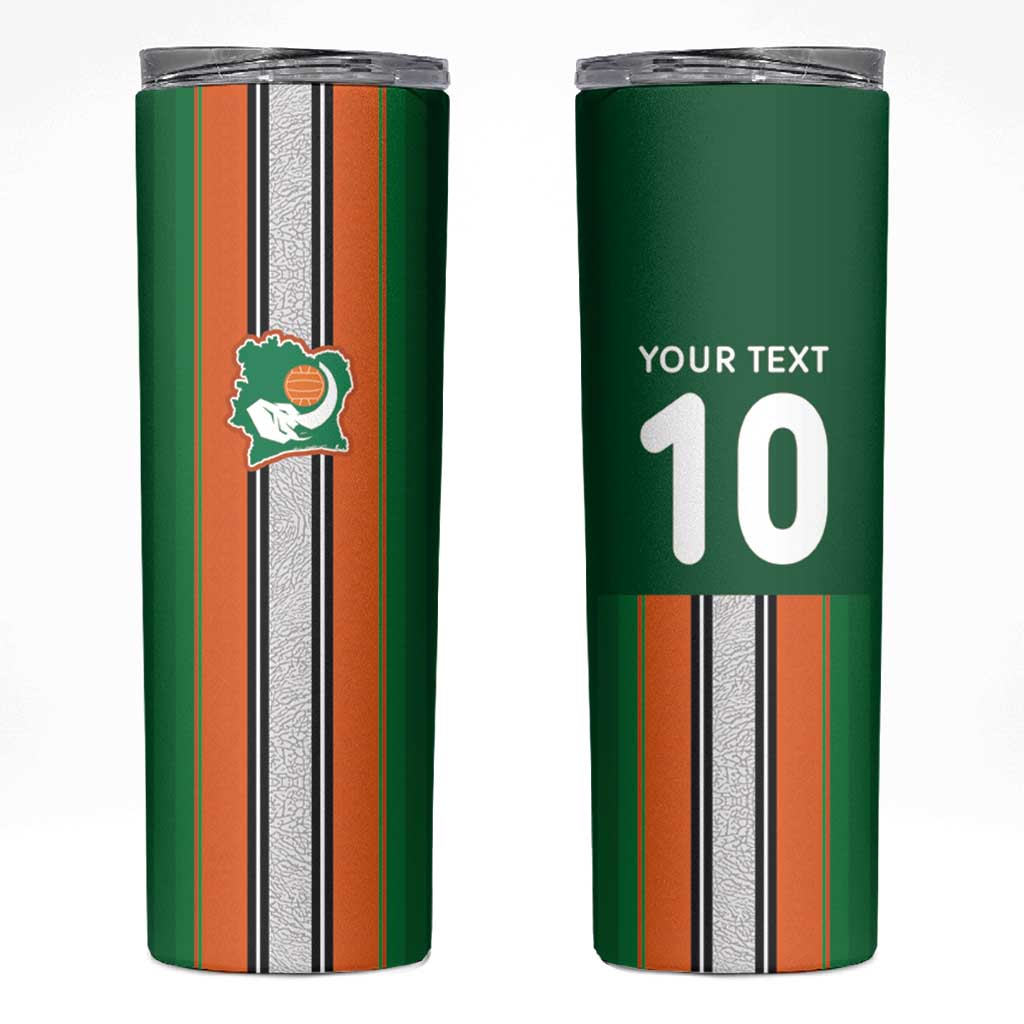 Custom Ivory Coast National Football Skinny Tumbler Les Elephants-Striped Sport Style - Wonder Print Shop
