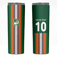 Custom Ivory Coast National Football Skinny Tumbler Les Elephants-Striped Sport Style - Wonder Print Shop