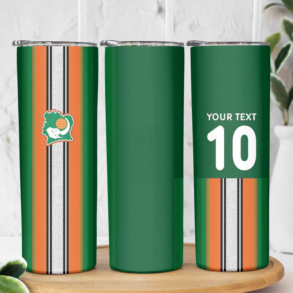 Custom Ivory Coast National Football Skinny Tumbler Les Elephants-Striped Sport Style - Wonder Print Shop